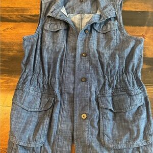 Talbots Indigo Blue Denim cargo Vest